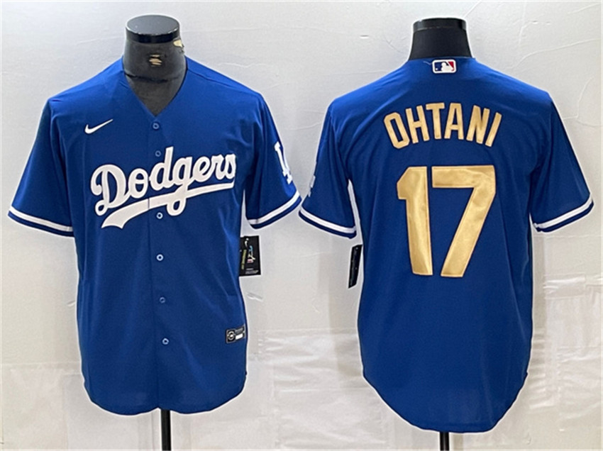 Men's Blue/Gold Los Angeles Dodgers #17 Shohei Ohtani Cool Base Stitched Baseball Jersey